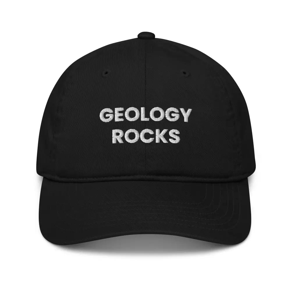 Black Geology Rocks embroidered baseball cap in organic cotton