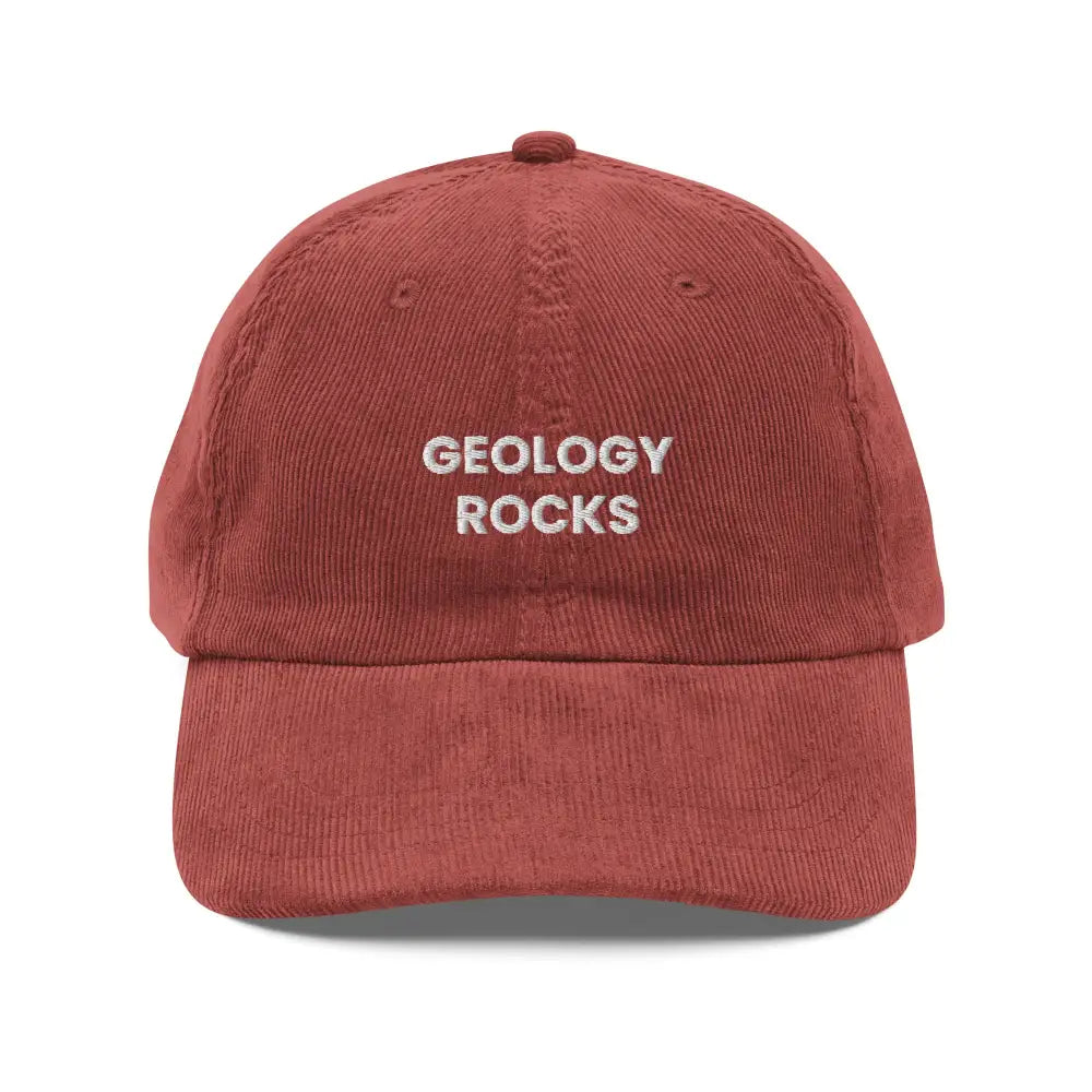 Geology rocks embroidered vintage corduroy cap by Trini Skies