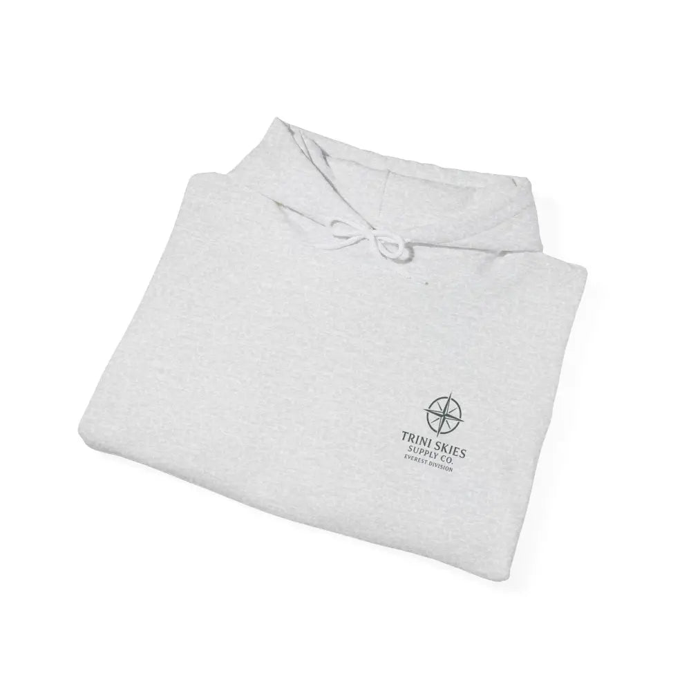 Folded light gray Everest Hoodie with compass logo, Glacier Edition