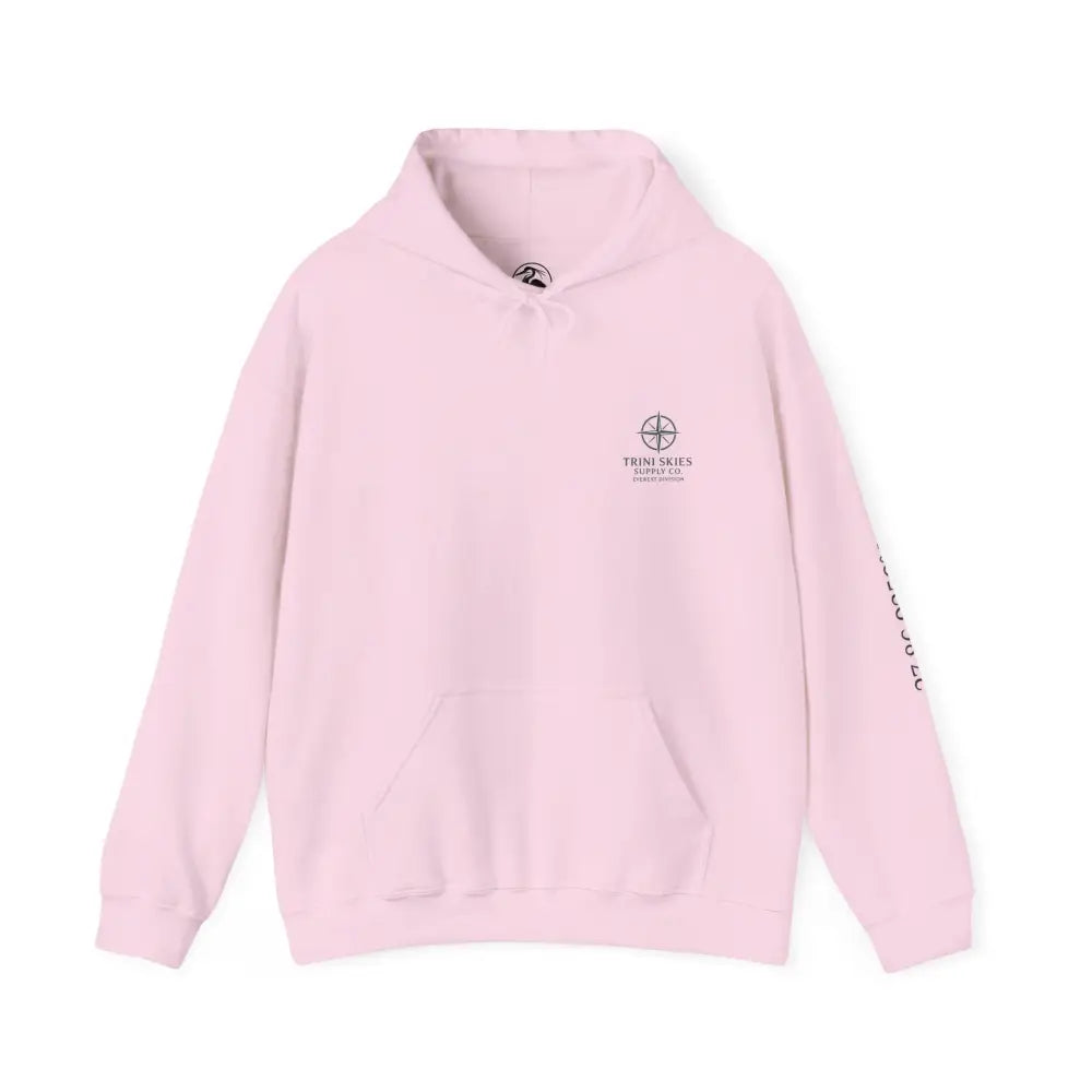 Pink Everest Hoodie with compass logo in glacier edition