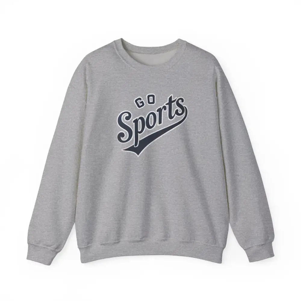 Trini Skies Go Sports retro graphic long-sleeved gray crewneck sweatshirt