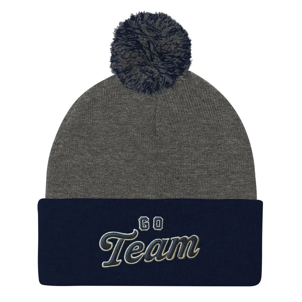 Go Team Embroidered Pom-Pom Beanie cozy winter hat
