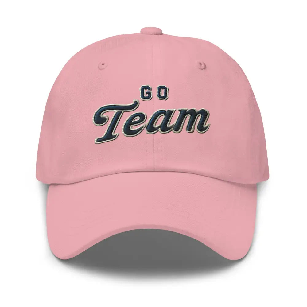Trini Skies pink sporty embroidered dad hat with Go Team