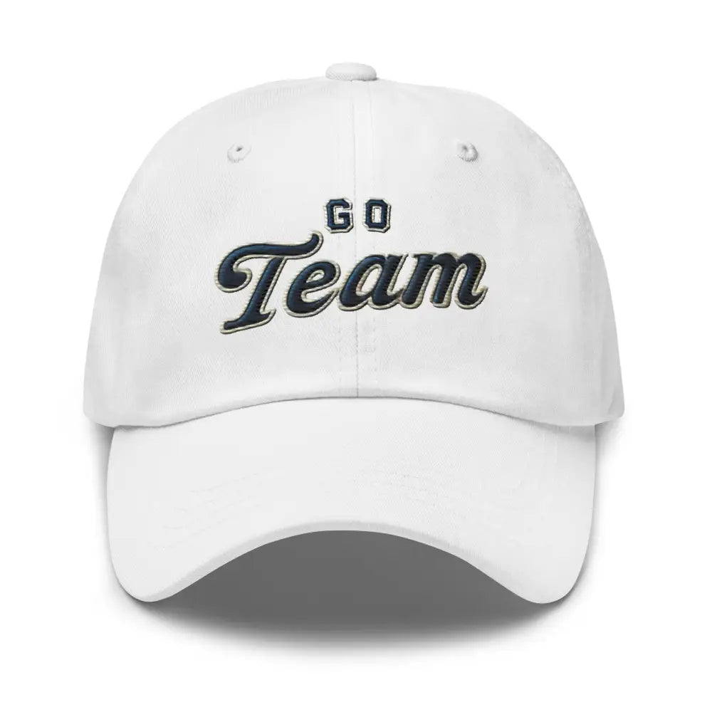 Trini Skies sporty embroidered dad hat with GO Team text