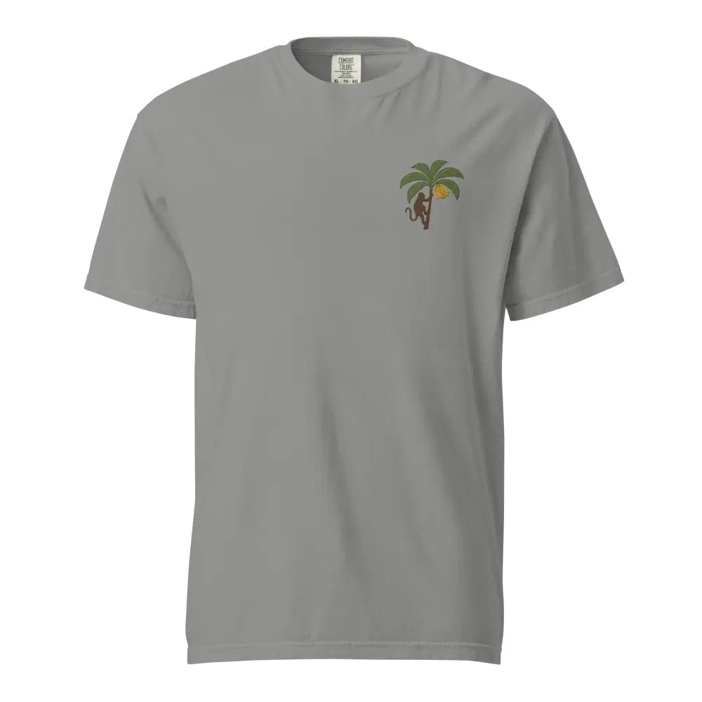Comfort Colors Tee: Gray Ring-Spun Cotton Shirt with Monkey Palm Graphic