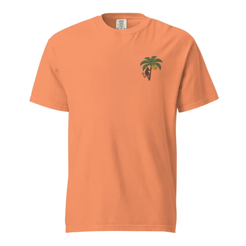 Orange Comfort Colors Tee with Monkey and Palm Tree Graphic