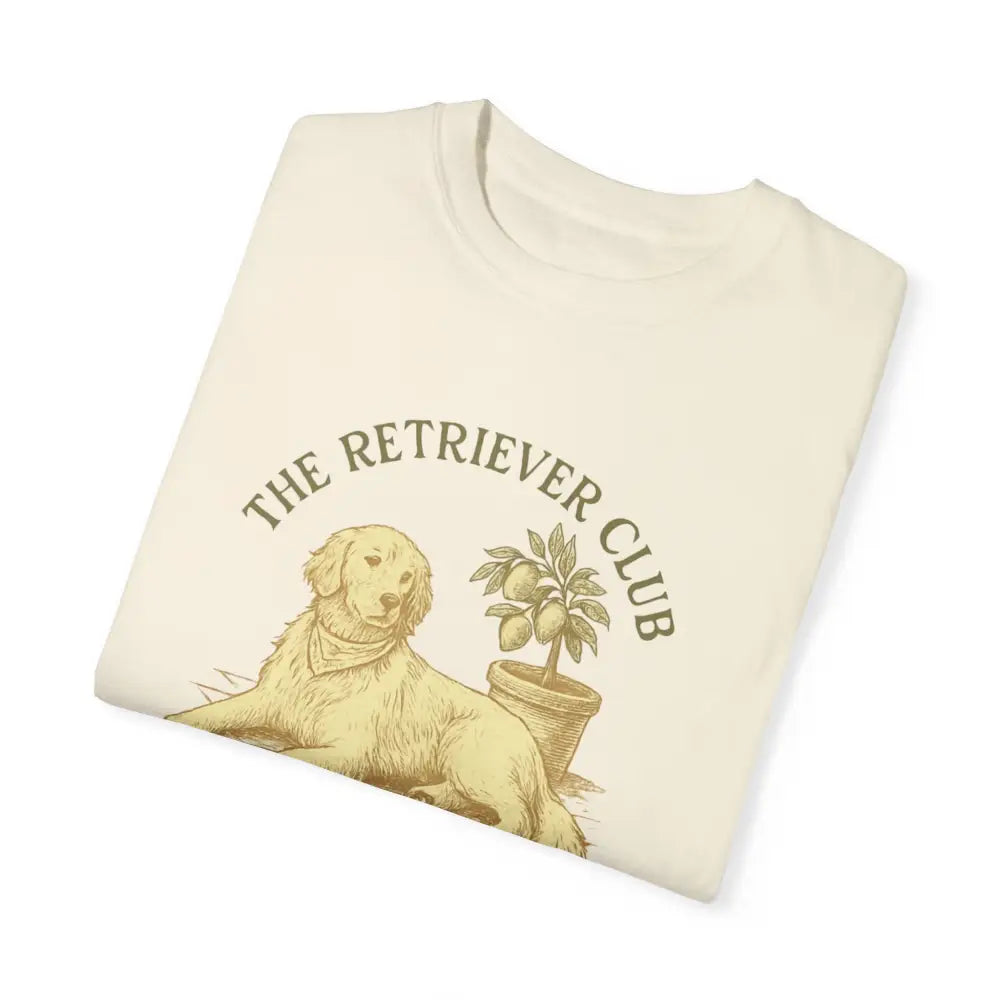 Cream-colored unisex garment-dyed t-shirt with Golden Retriever Club graphic