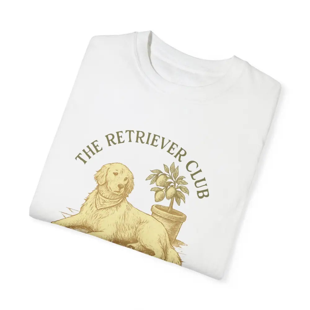 Unisex garment-dyed t-shirt with golden retriever graphic