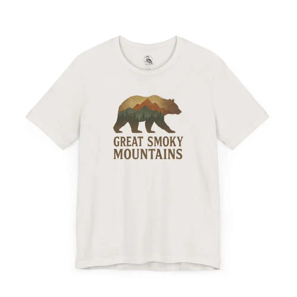 White Great Smoky Mountains bear graphic tee for nature lovers