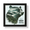Framed vertical poster of bear and Great Smoky Mountains