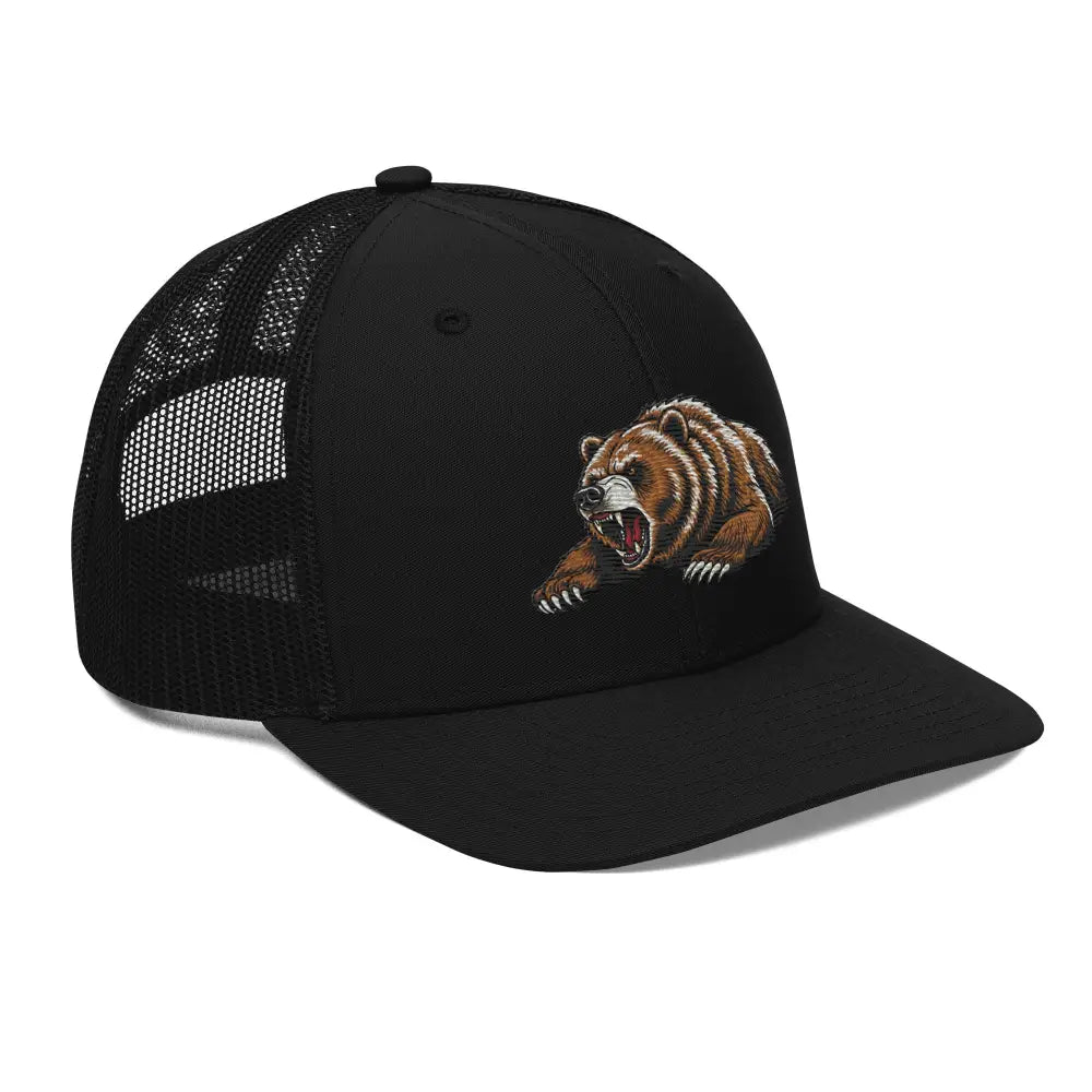 Grizzly bear embroidered Richardson 112 trucker hat with black mesh back