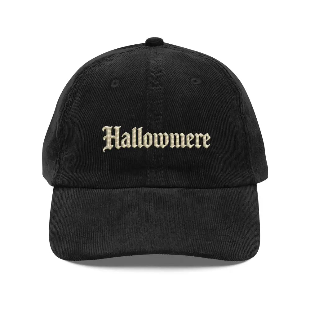 Hallowmere Black Corduroy Gothic Dark Academia Embroidered Hat for Halloween