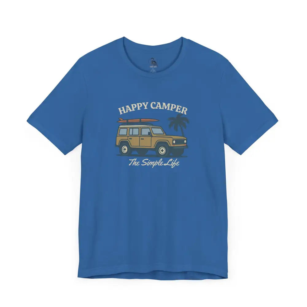 Blue Happy Camper Tee with Adventure Shirt Graphic
