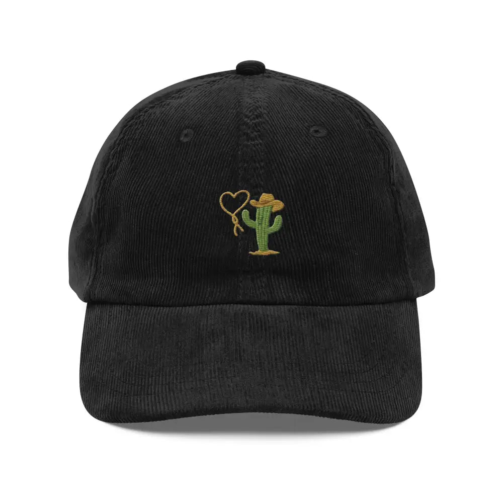 Trini Skies embroidered corduroy hat with heartbreaker cowboy cactus