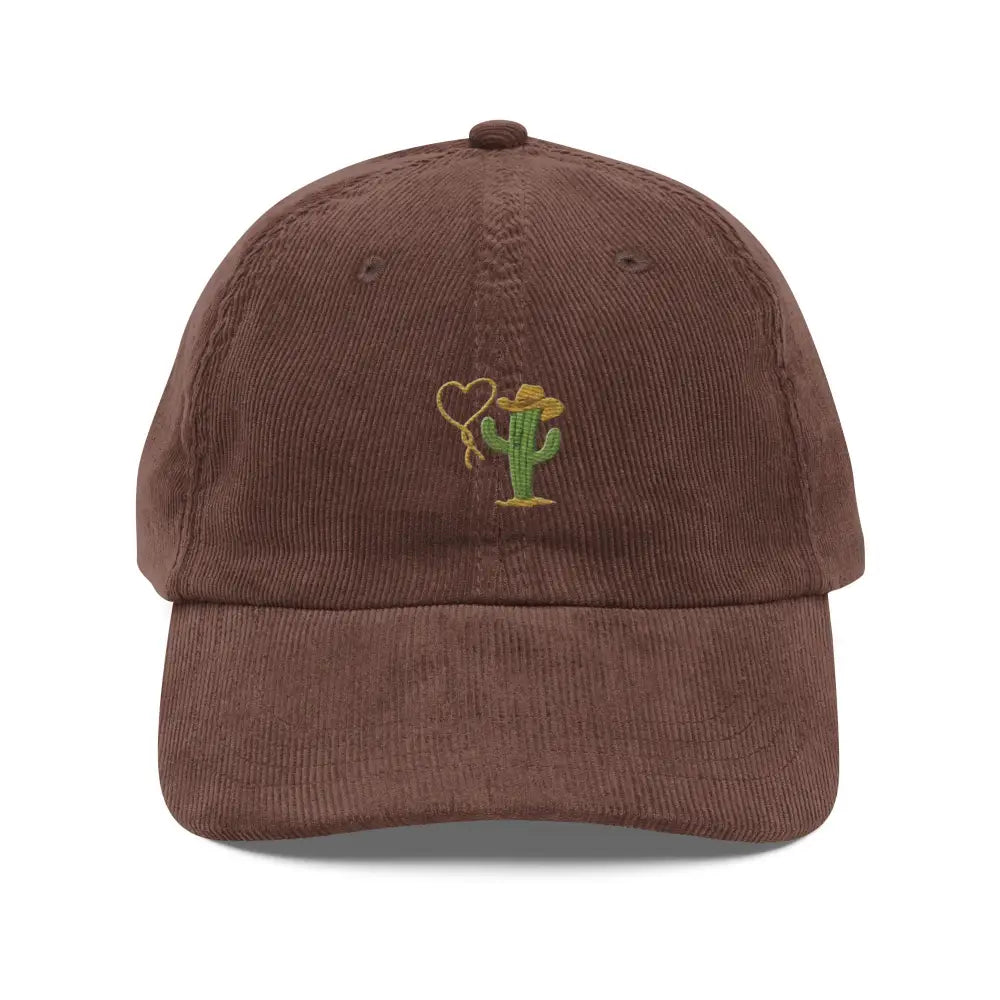 Trini Skies embroidered corduroy hat with heartbreaker cowboy cactus