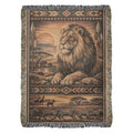 Heirloom lion woven blanket in safari inspired textile, nature gifts