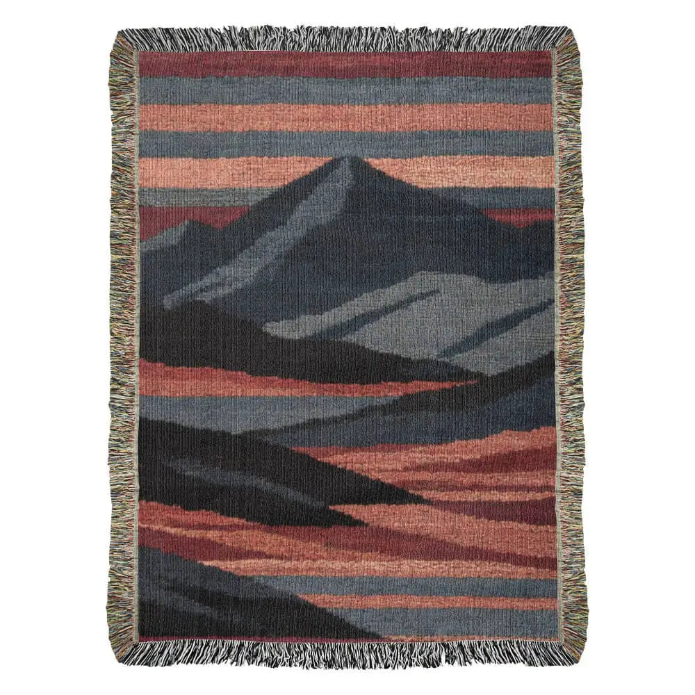 Heirloom Mountain Woven abstract landscape textile throw with stylized peaks