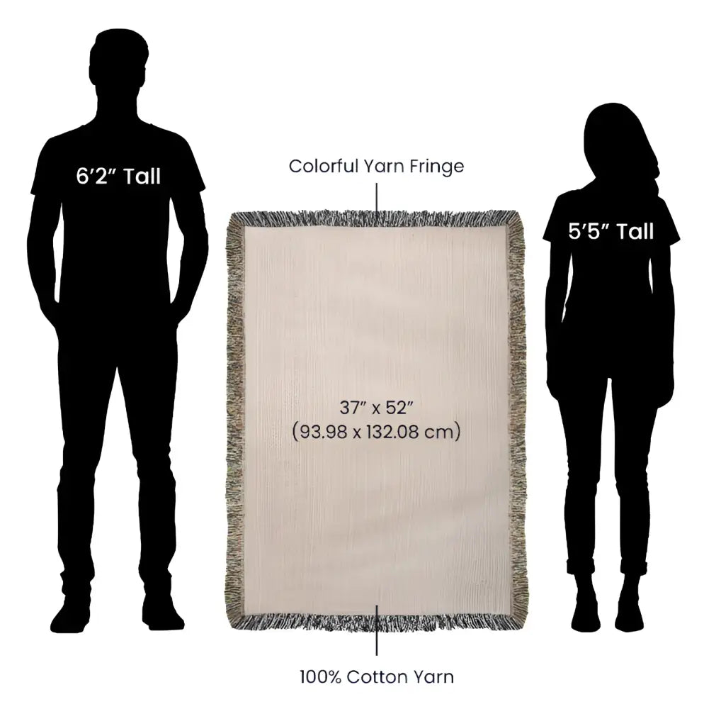 Heirloom woven orca blanket with beige throw, colorful fringe, 100% cotton