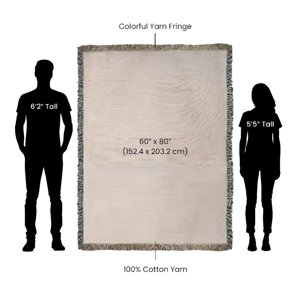 Heirloom woven orca blanket with beige cotton weave and colorful fringe