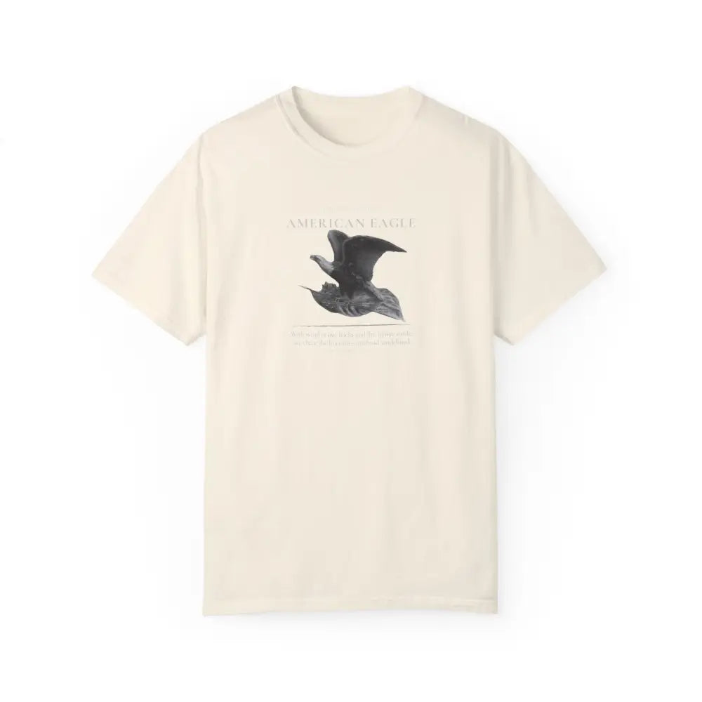 American Eagle Heritage Series cream t-shirt with dark bird graphic
