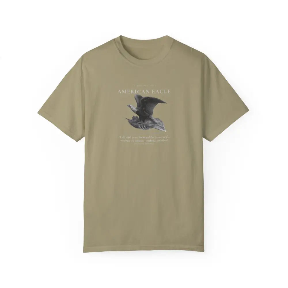 Khaki green American Eagle Heritage Series t-shirt with flying bird graphic