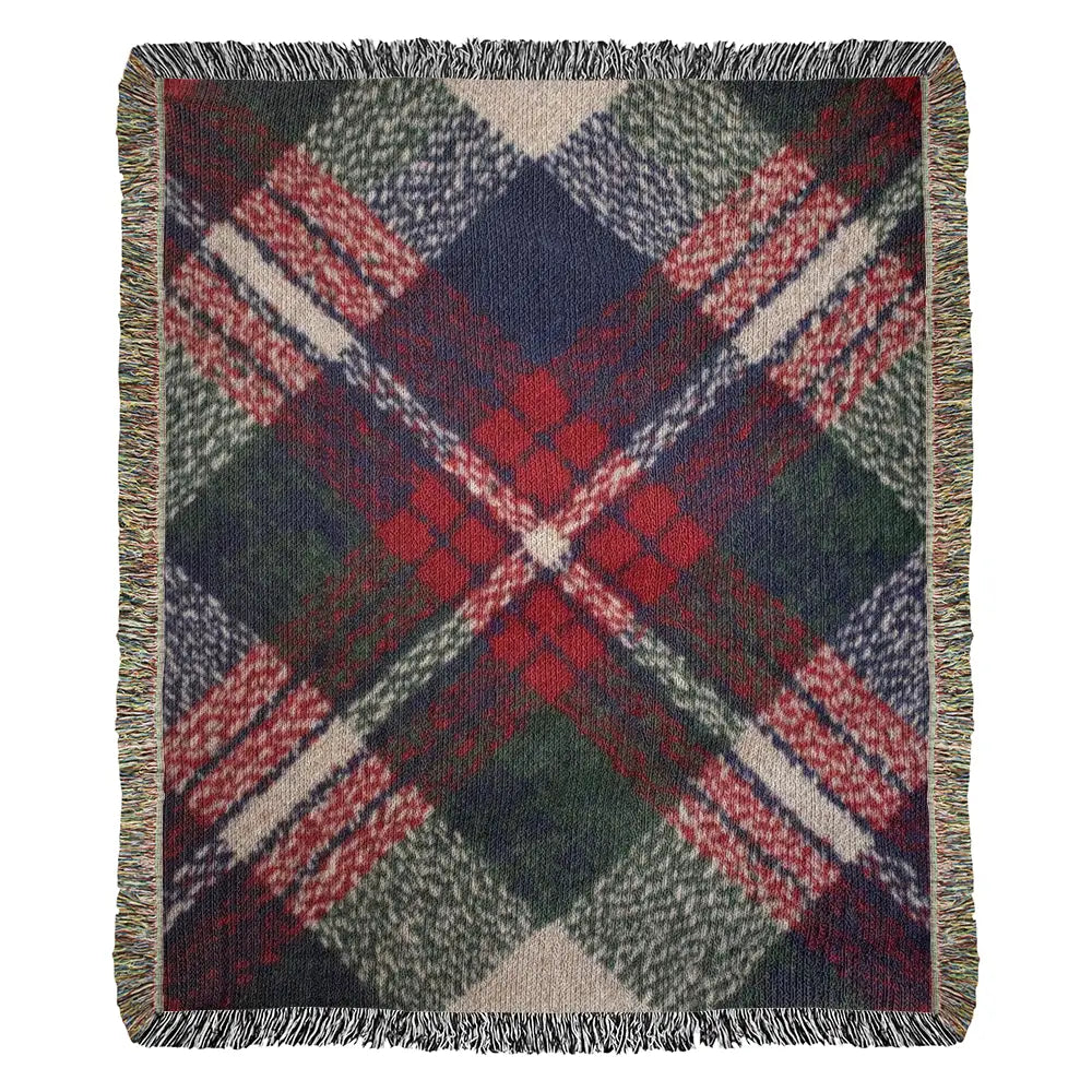 Heritage tartan woven throw blanket in classic plaid tapestry