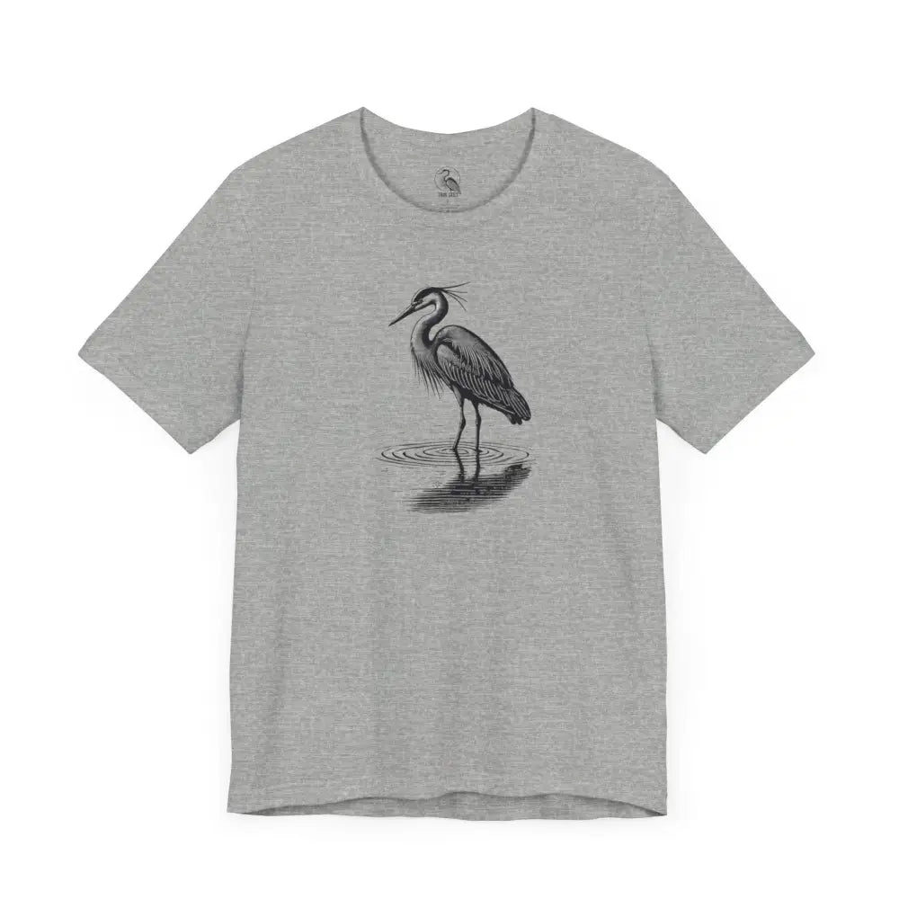 Minimalist Heron water graphic t-shirt in heather gray with bird illustration