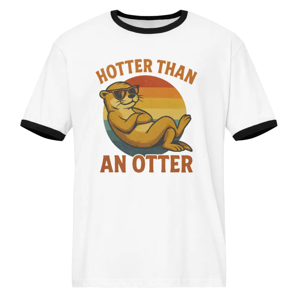 Funny retro otter vintage inspired ringer t-shirt with white graphic
