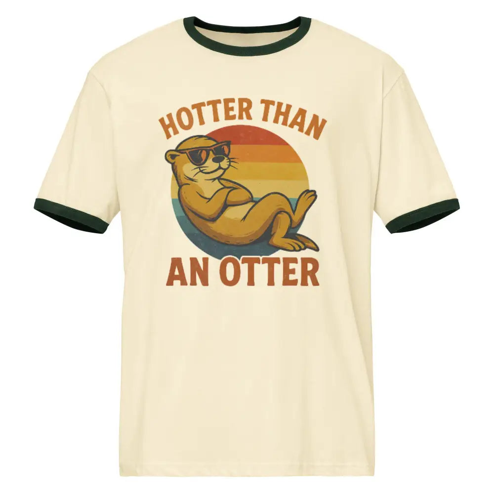 Funny retro otter vintage inspired ringer t-shirt with lounging otter pun graphic