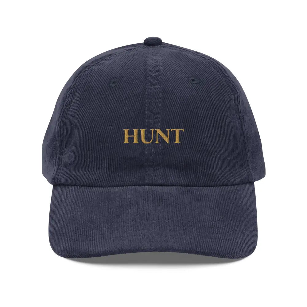 Navy blue Hunt embroidered vintage corduroy baseball cap