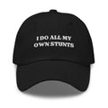 Trini Skies embroidered dad hat black baseball cap with white text