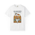 White Great Gatsby flapper t-shirt with Trini Skies art deco party quote