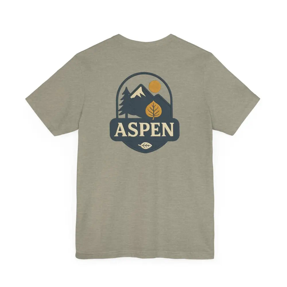 Iconic aspen tree graphic on olive green Bella+Canvas Aspen Division tee