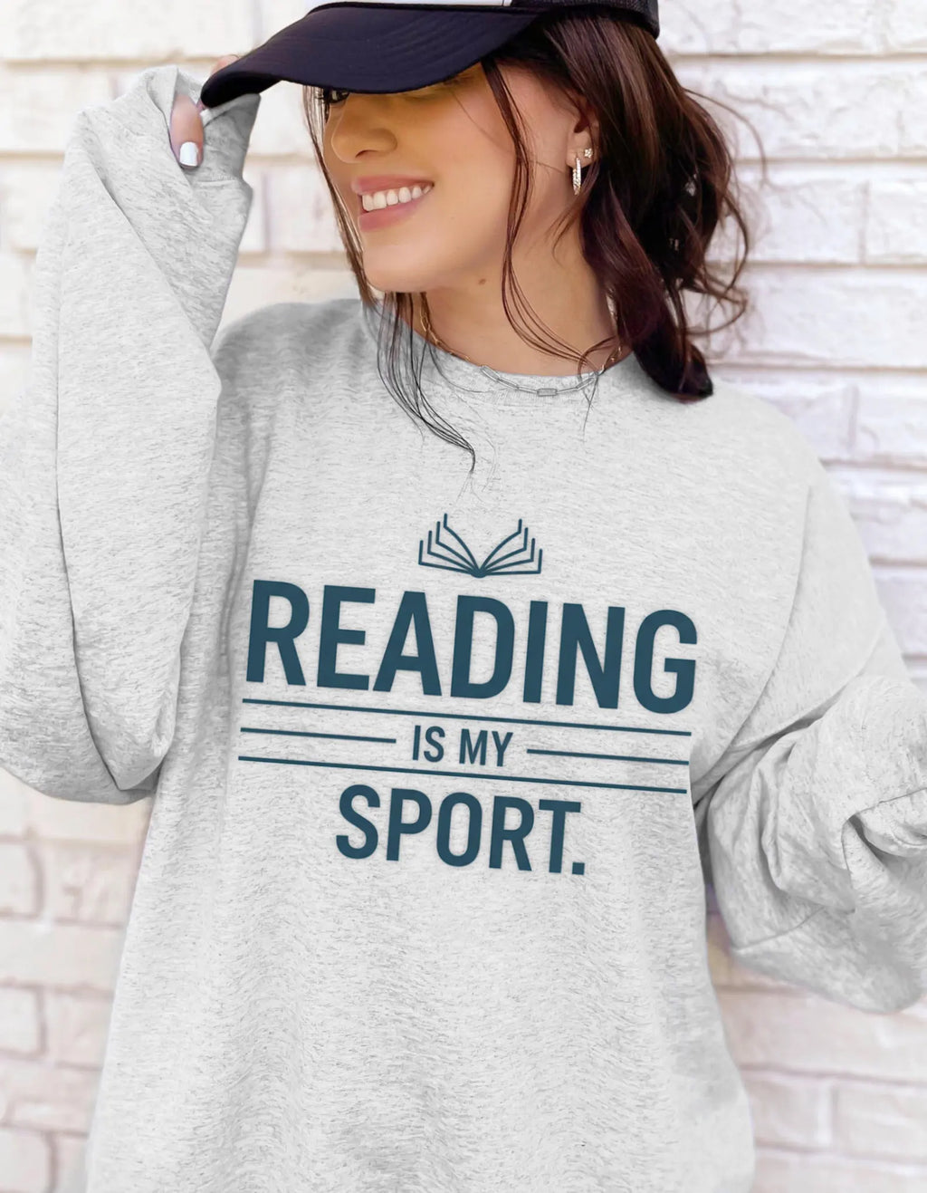 Cozy heather gray favorite sport sweatshirt for book lovers