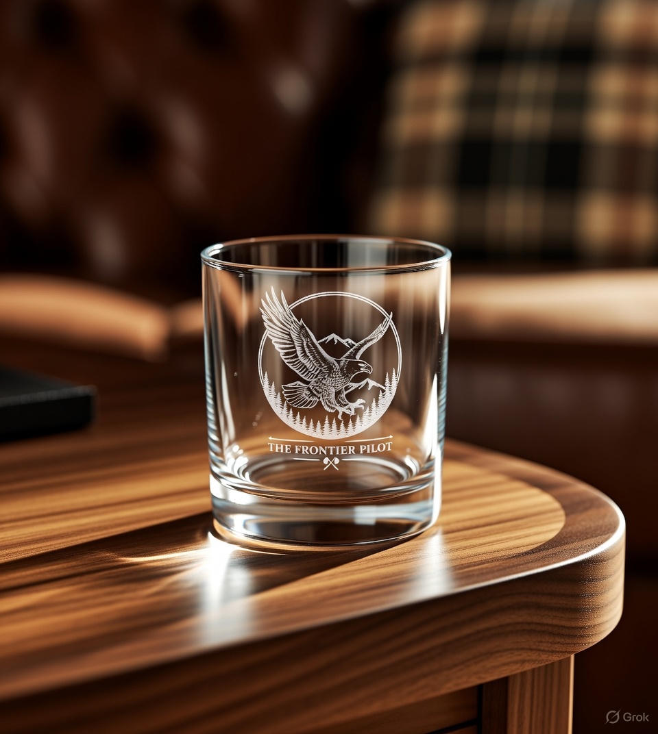 Soaring Eagle Whiskey Glass - 10.5oz Engraved Rocks Glass Mountain Design