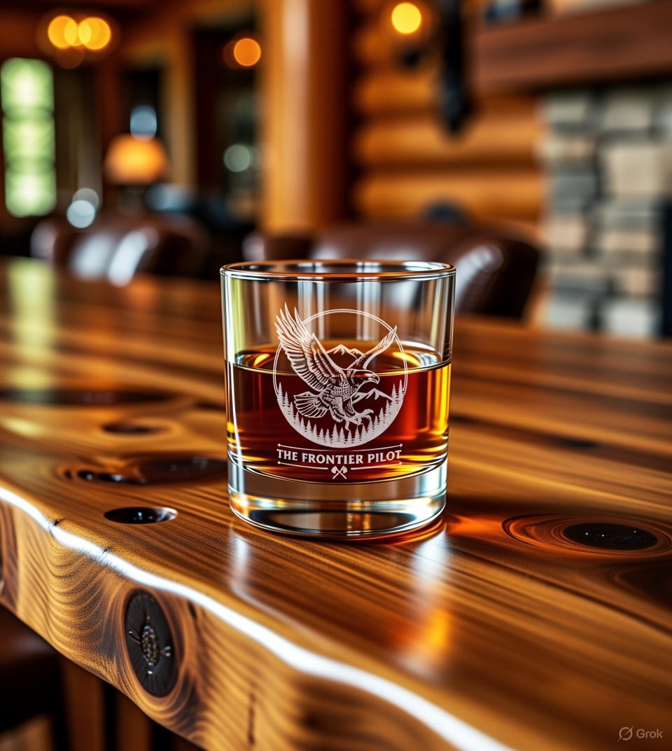 Soaring Eagle Whiskey Glass - 10.5oz Engraved Rocks Glass Mountain Design