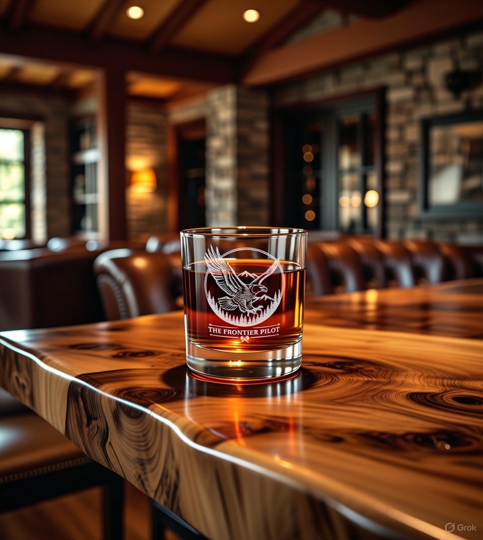 Soaring Eagle Whiskey Glass - 10.5oz Engraved Rocks Glass Mountain Design