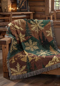 Alpine Snowfall Woven Blanket Mountain Lodge Winter Design Travel