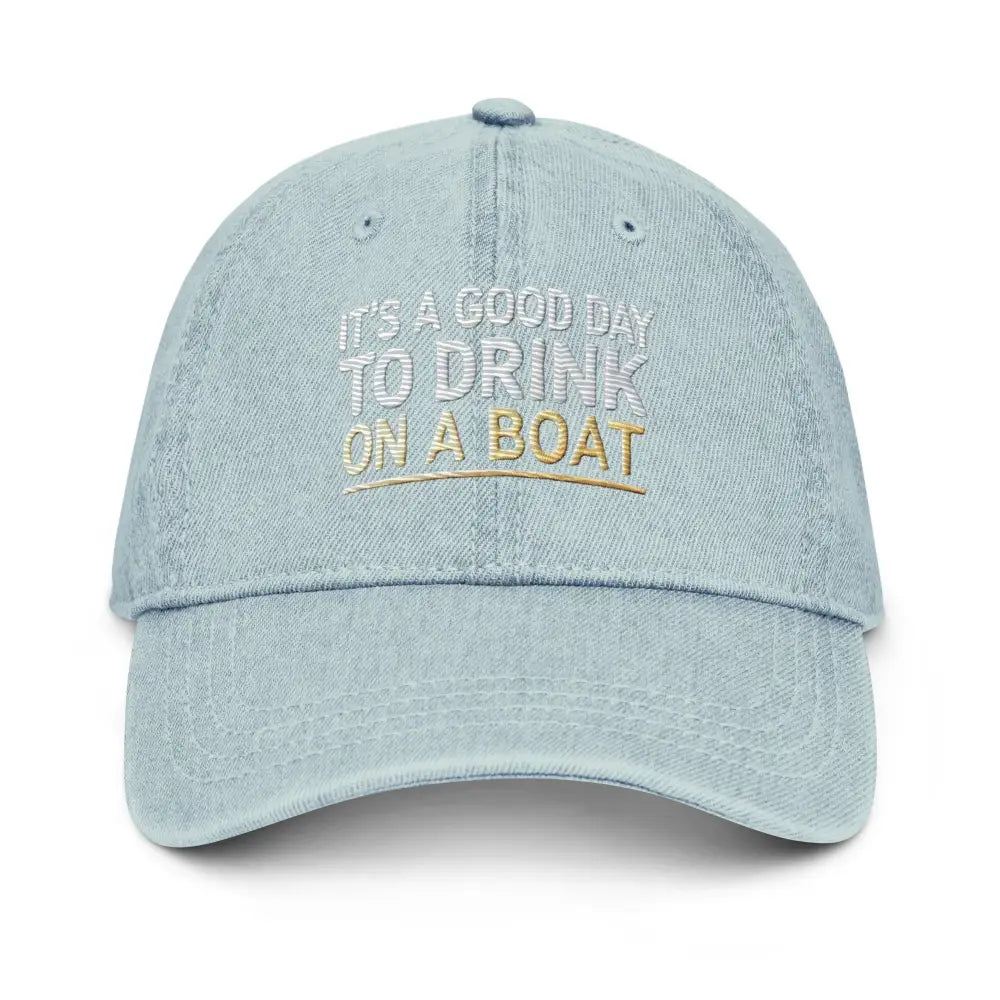 Light blue boat embroidered denim nautical party cap