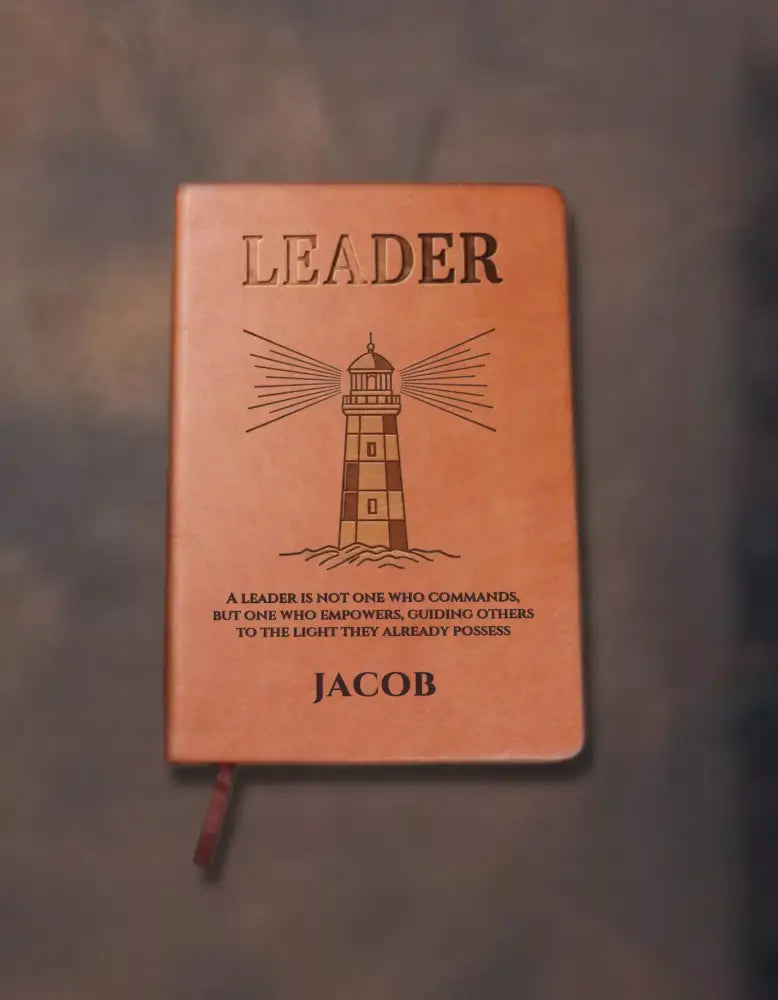 Custom peach leader journal with lighthouse design for leadership development