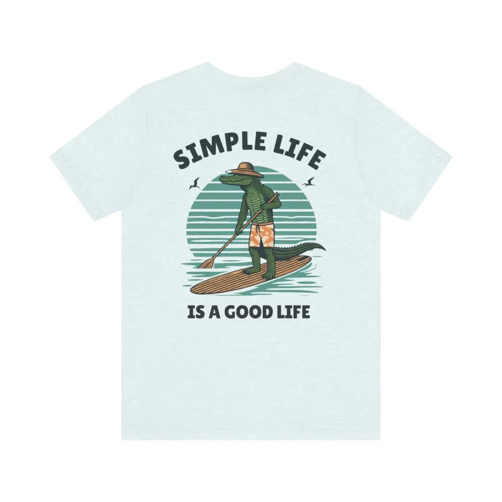 Best Life Alligator Graphic Tee: Light Blue Paddleboarding Alligator