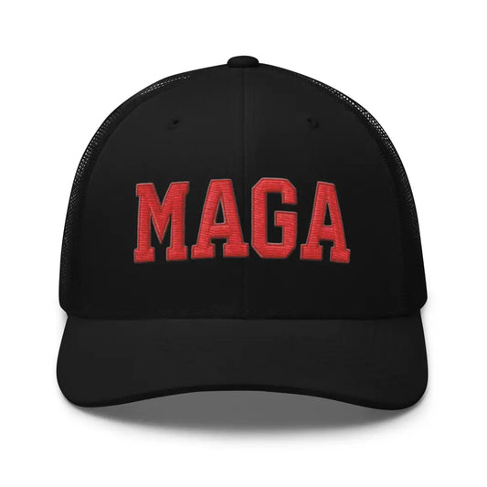 Make America Great Again Embroidered MAGA Trucker Cap Adjustable Snapback - Black - Hats black mesh-back trucker hat