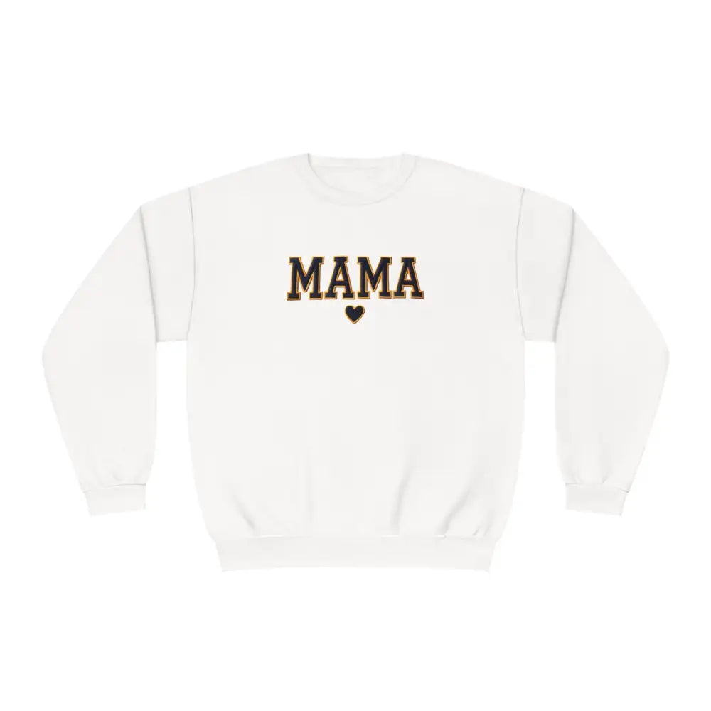Mama Varsity Retro Graphic Crewneck Sweatshirt with MAMA Heart Print
