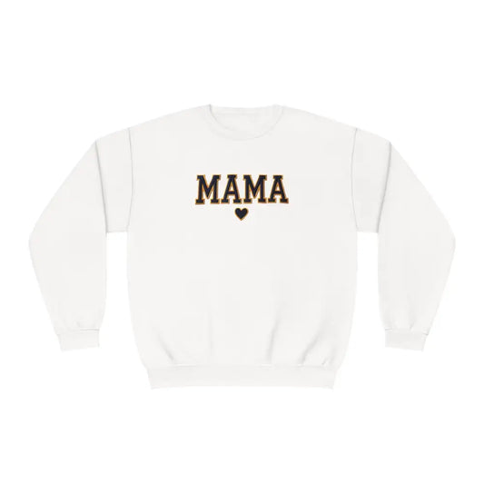Mama Varsity Retro Graphic Crewneck Sweatshirt with MAMA Heart Print