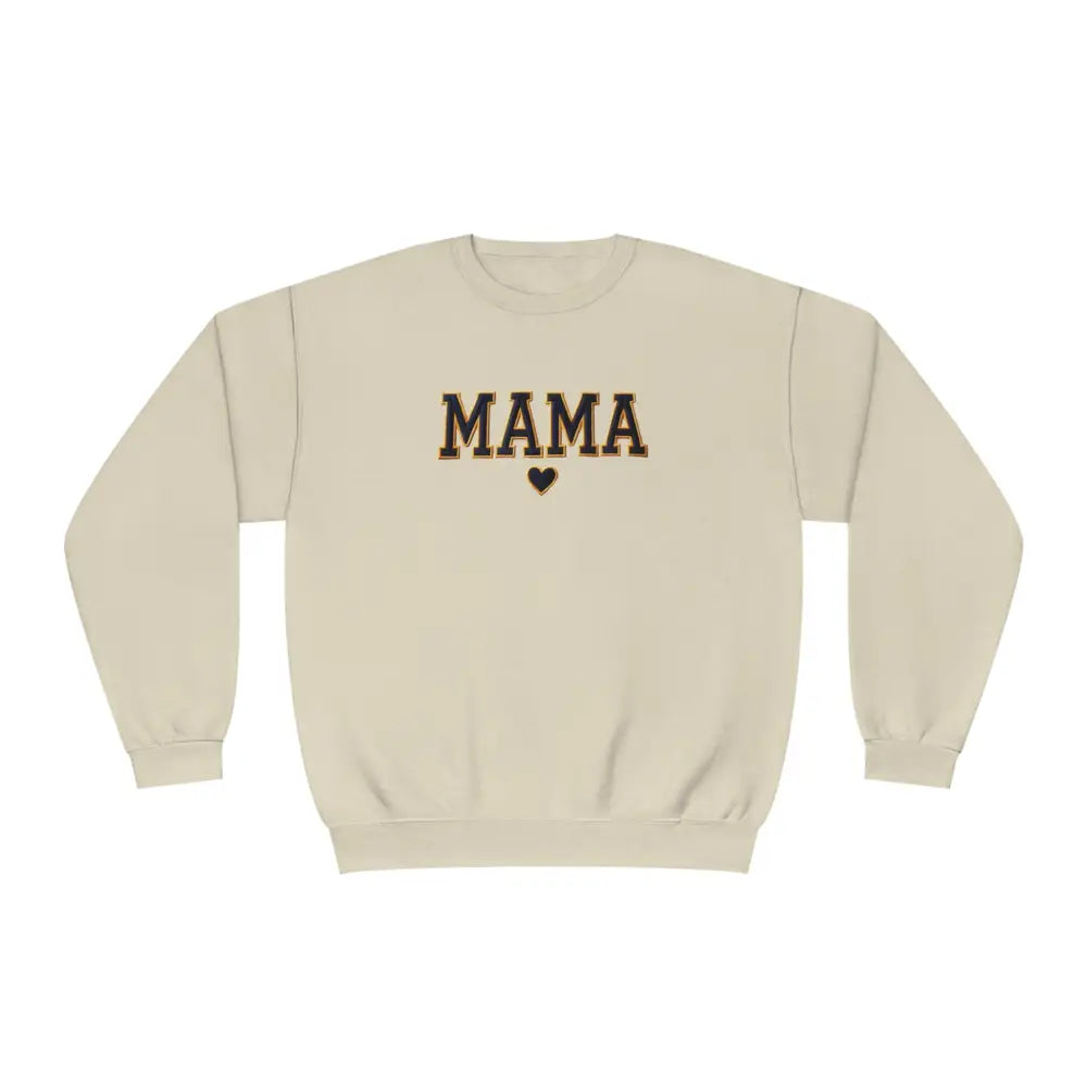 Mama Varsity Retro Graphic Crewneck Sweatshirt with MAMA Heart Design