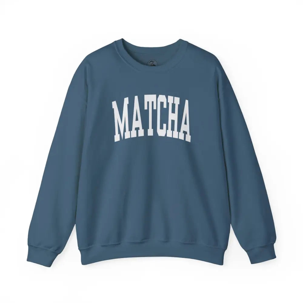 Matcha Lover Unisex Sweatshirt with Blue Long Sleeves and MATCHA Print