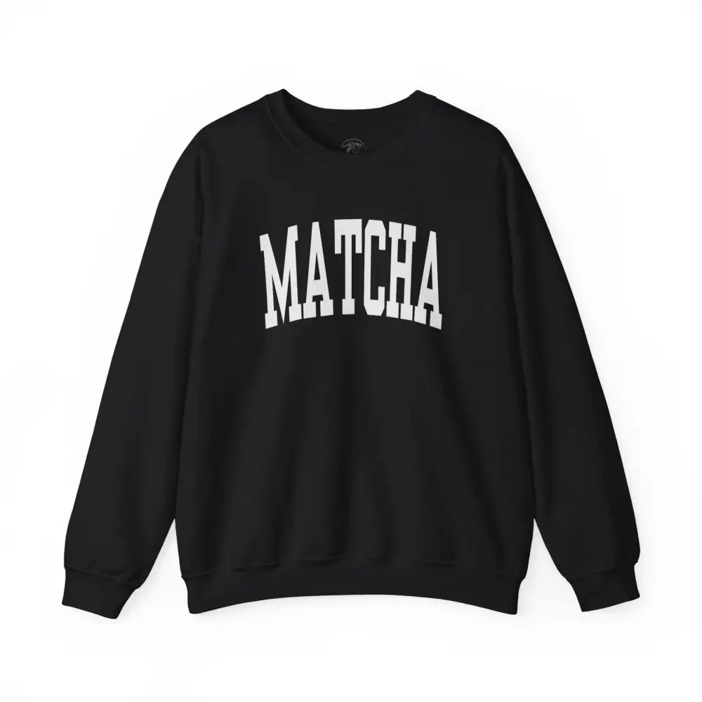 Matcha Lover Unisex Sweatshirt with Black Long-Sleeve Crewneck and MATCHA Print