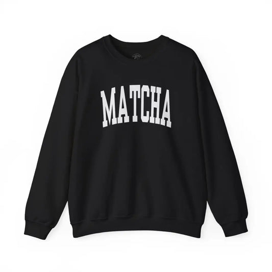 Matcha Lover Unisex Sweatshirt with Black Long-Sleeve Crewneck and MATCHA Print