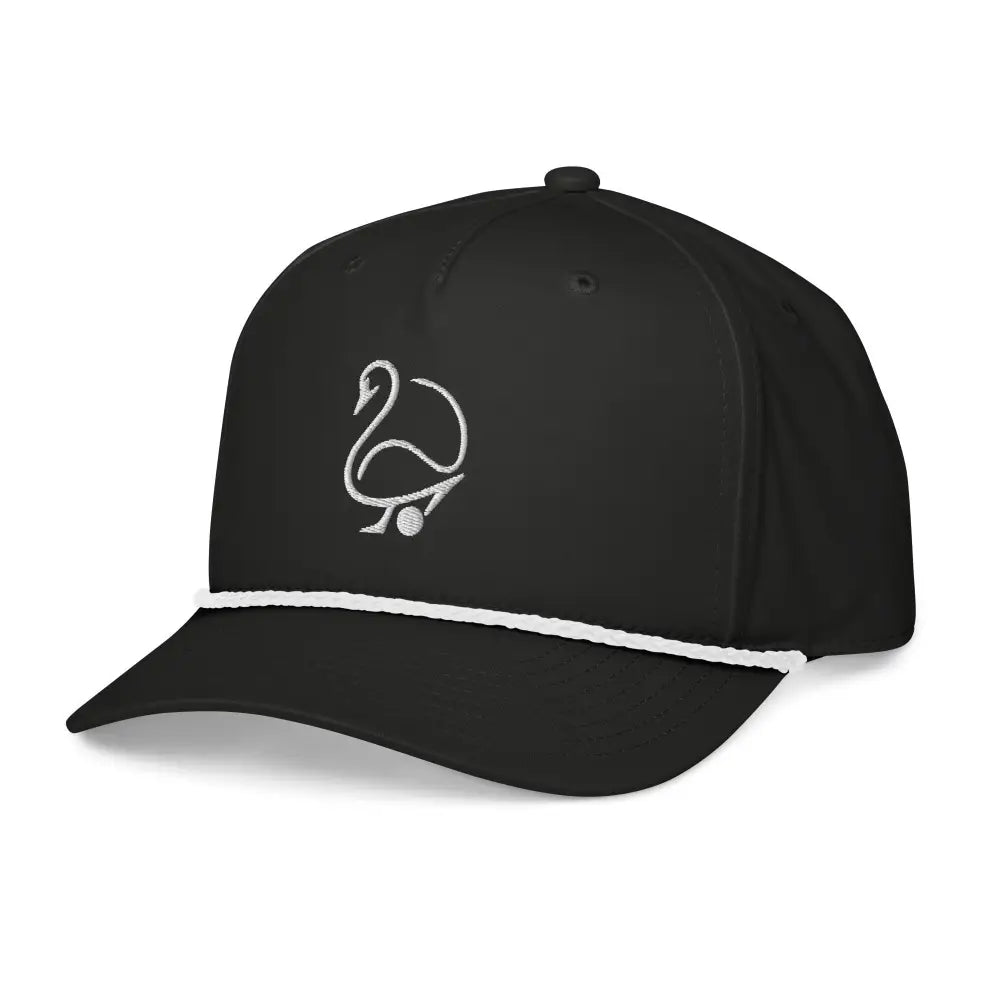 Minimalist swan golf embroidered rope cap by Trini Skies