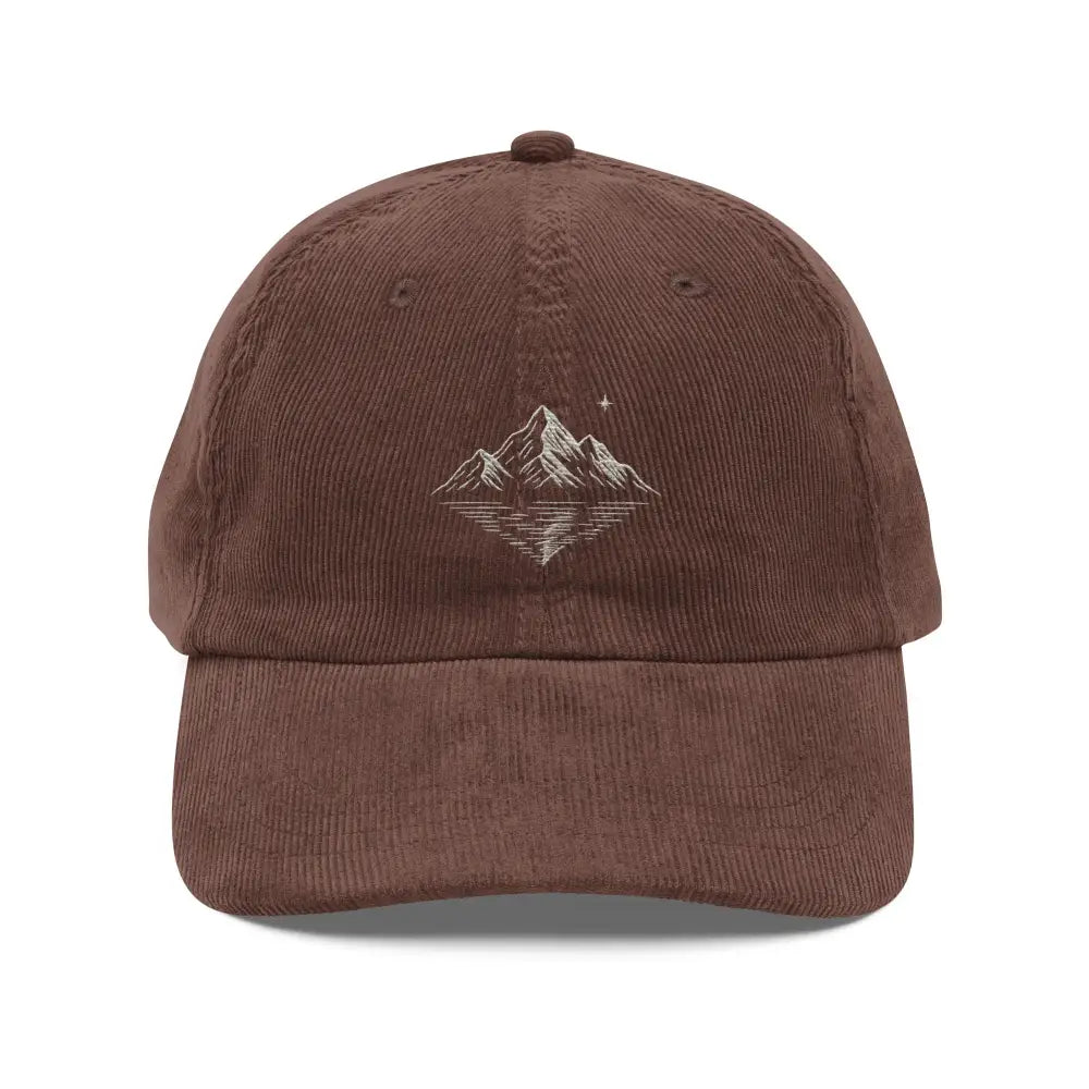Mountain Reflection Embroidered Corduroy Hat by Trini Skies Supply